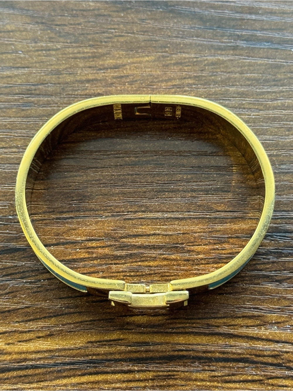 Beautiful Hermes Gold and Turquoise Enamel Clic H Bracelet - Picture 8 of 13